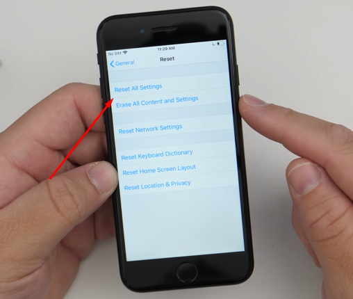 Reset All Settings of iphone