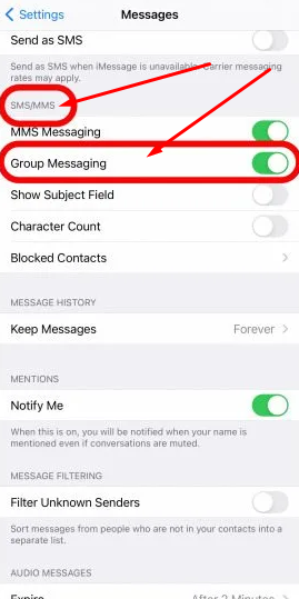 Switch on the group messaging option