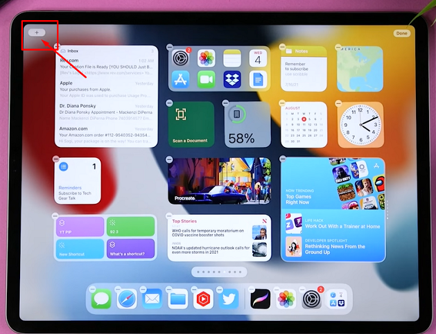 On the top left, choose the + icon on the iPad screen