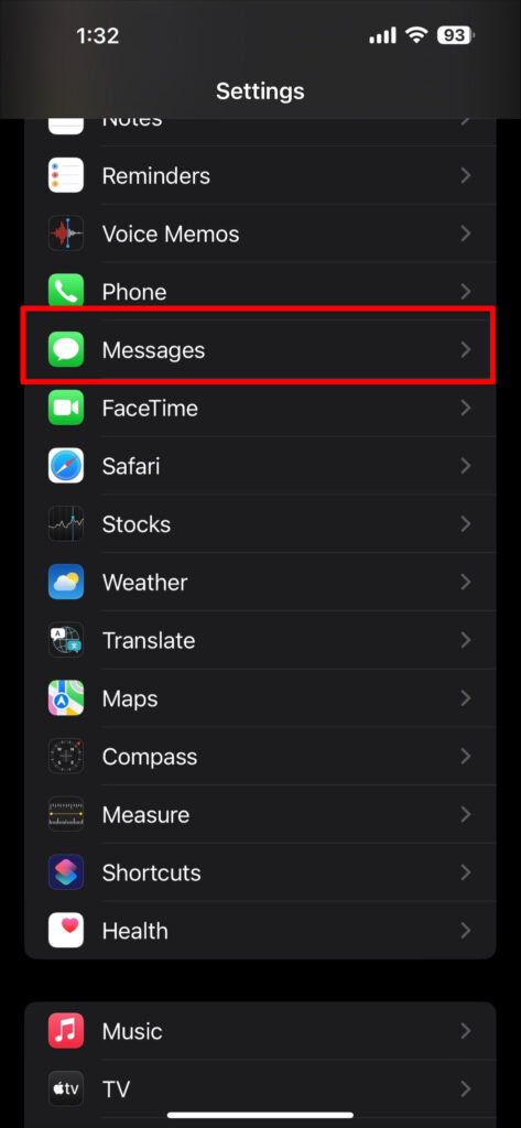 Go to Settings and open Messages