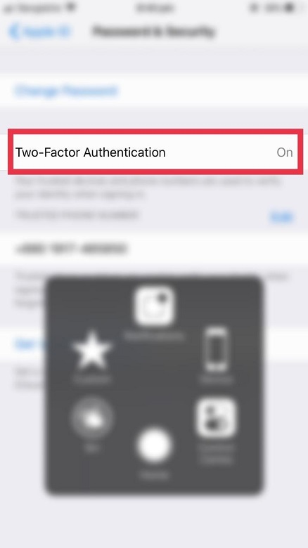 Next, tap Turn on Two Factor Authentication.