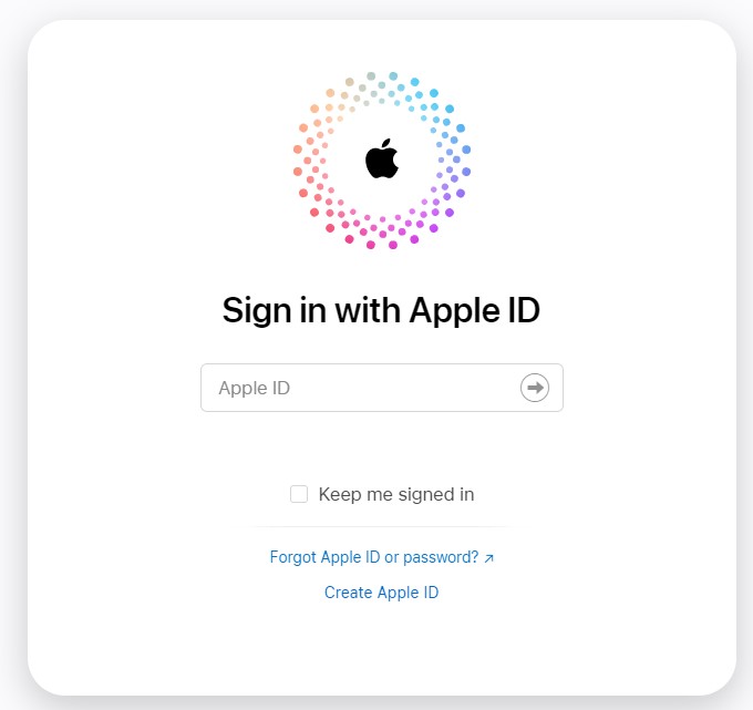 Apple ID and password here.