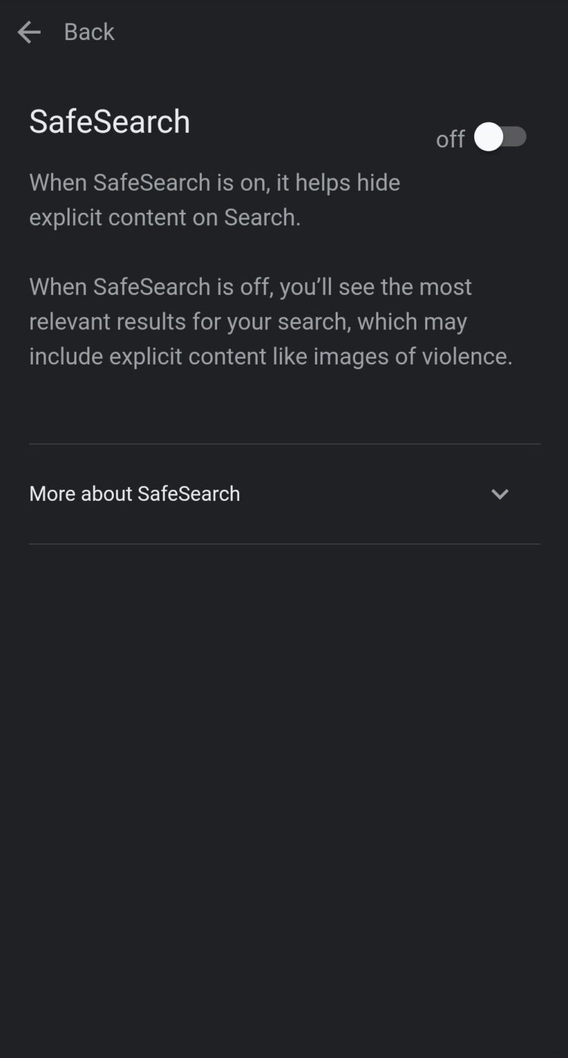 google safe search settings safari