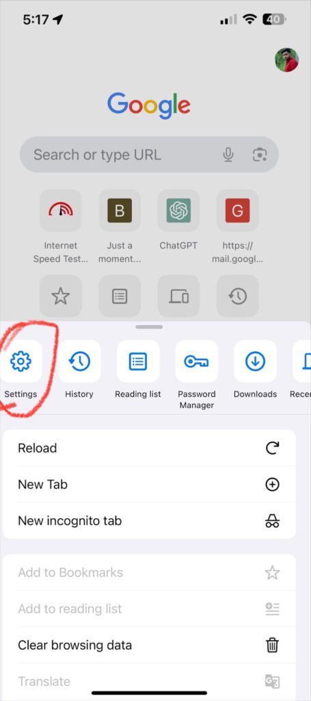 tap Settings and then, Privacy and Security