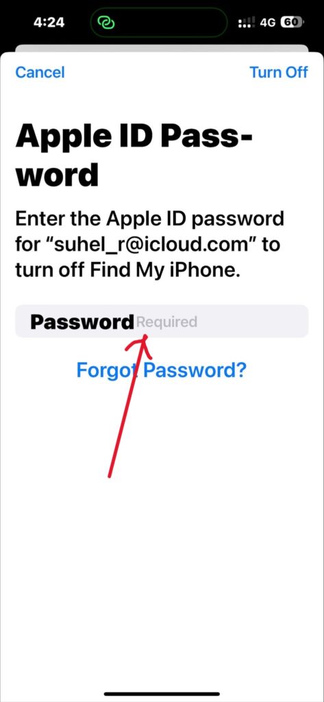 Type your Apple ID password to confirm